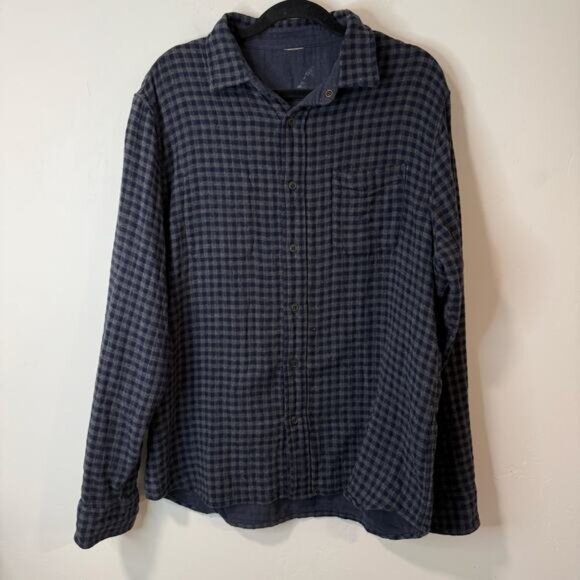 Faherty Men's Reversible Belmar Shirt Carbon Navy Check Button Down - Picture 1 of 7